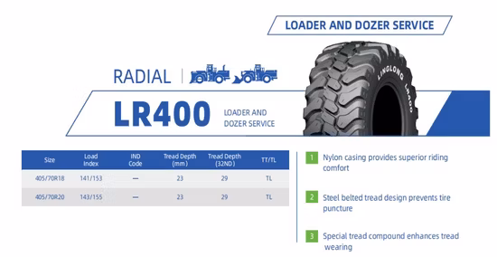 Linglong Brand OTR Specialty Tire Lr400 Radial Truck Mpt Tyre 405/70r18 (16/70