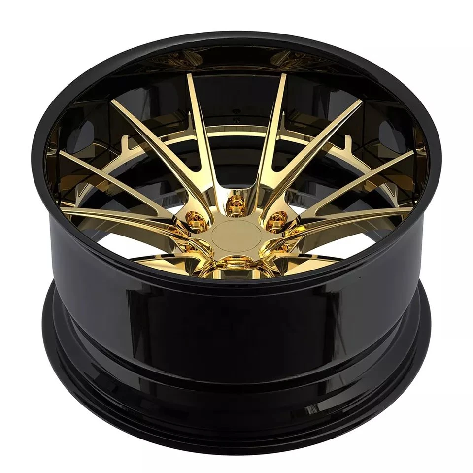 Kipardo 18 19 20 21 22 23 Inch Customized Golden Wheel Rim High Polished Deep Concave 2 3 Pieces Custom Forged Wheels 5X112 5X114.3 5X130 5X120 5X115 5X110